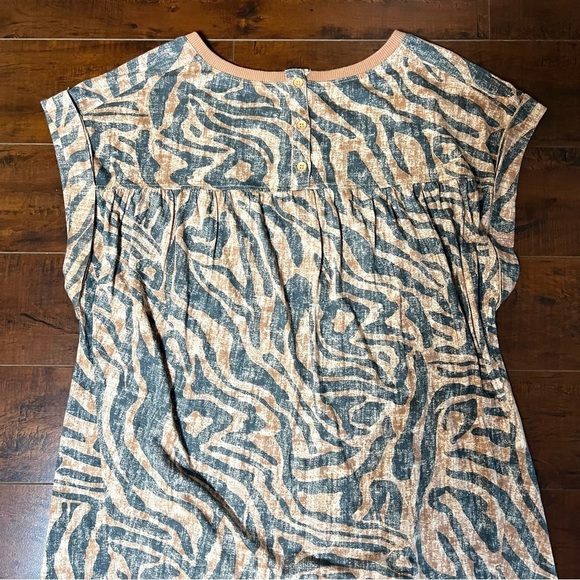 ANTHROPOLOGIE Daily Practice Ruffled Mini Dress Animal Print Brown Size XS - Picture 6 of 14